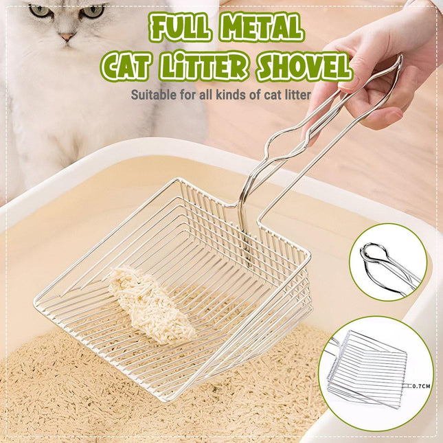 Metal Stainless Steel Cat Litter Shovel Metal Pet Cleaning Filter Scoop Durable - Aimall