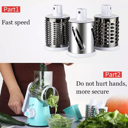 Kitchen Vegetable Fruit Slicer Cutter Shredder Food Manual Rotary Grater Chopper - Aimall