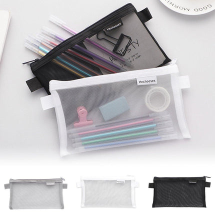 10PCS Clear Mesh Pencil Case Pen Cosmetic Makeup Storage Bag Organizer Pouch - Aimall