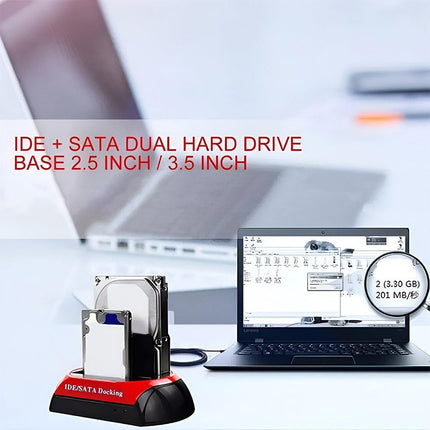 Dual SATA IDE HDD Docking Station 2.5" 3.5" Hard Disk Drive Dock Reader OTB Card