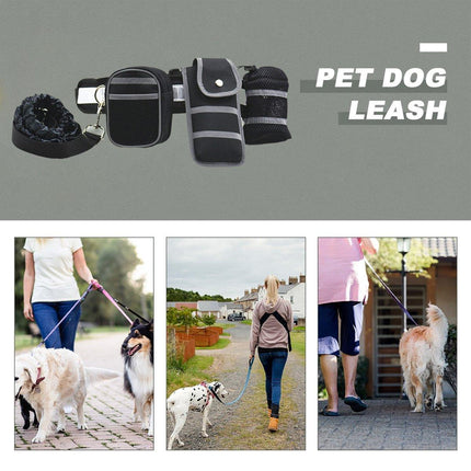 Pet Running Belt Multicolour Reflective Waist Pack with Traction Rope and Collar