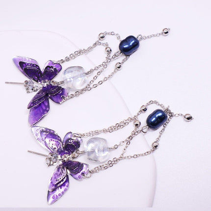 Luxury Crystal Butterfly Bow Earrings Elegant Fashion Niche Exquisite Jewelry
