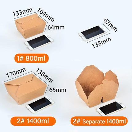 Kraft Brown Noodle Food Lunch Box Flat Deli Takeaway Disposable Container 200PCS - Aimall