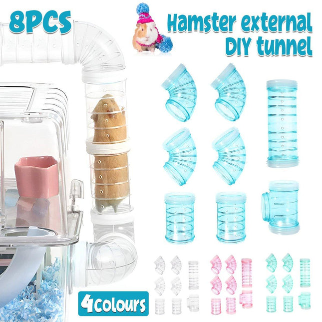 8X Hamster Cage Tunnel Squirrel Guinea Pig Hedgehog Small Animals Tube Toy - Aimall