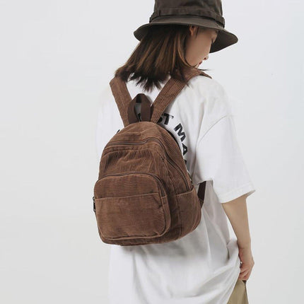Schoolbag Corduroy Shoulder Bag Simple Mini Backpack for Daily Casual Use