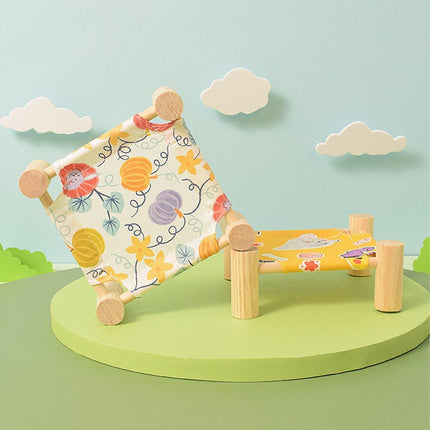 Breathable Wooden Hamster Bed Nest Supplies Dismantle Washable Hammock Pet House