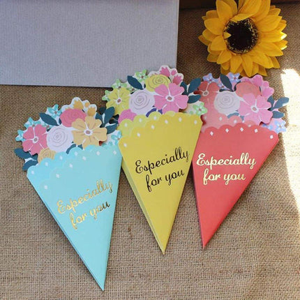Mother's Day Bouquet Blessing Card 5 Flower Shape Birthday Gift Three-dimensional Creative Card Blessing Card