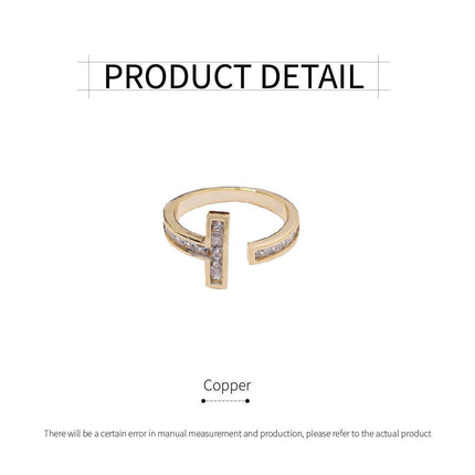 Micro-Inlaid Zirconium T-Shaped Ring