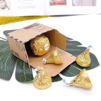 50PCS Vintage Kraft Paper Candy Boxes Wedding Creative Chocolate Packaging Box