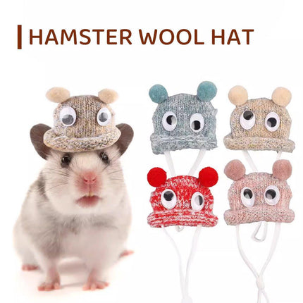 Adjustable Knitted Woolen Hat for Pet Dutch Pig Hamster Funny Decorative Hat