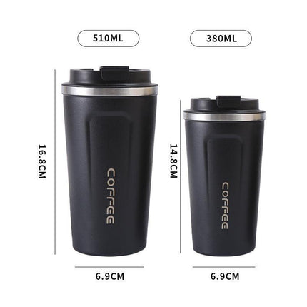Insulated Coffee Mug Vacuum Travel Cup Thermal Stainless Steel Flask Reusable 380ML - Aimall