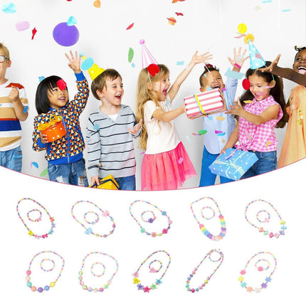 20pcs Candy Colour Bead Necklace and Bracelet Set for Dress-up and Party Accessories