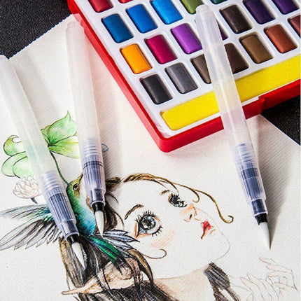 6x Artist Ink Water Brush Pen Set For Watercolor Calligraphy Painting Drawing - Aimall