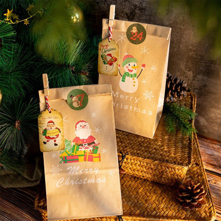 50PCS Christmas Kraft Paper Gift Tags Vintage Holiday Party Card Packaging Decor
