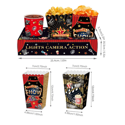 24 PCS Movie Night Snack Trays Popcorn Food Drink Holder Cinema Party Supplies