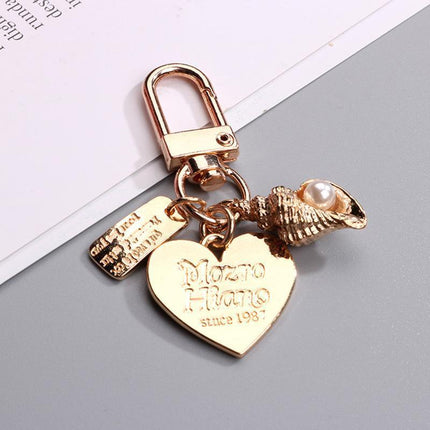 Womens Cute Key Rings Shell Heart Pearl Shape Keychain Charm Bag Hanger Pendants - Aimall