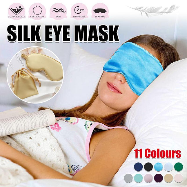Pure Soft Silk EyeShade Blindfold Sleep Eye Mask Cover Light Shade Travel Relax - Aimall