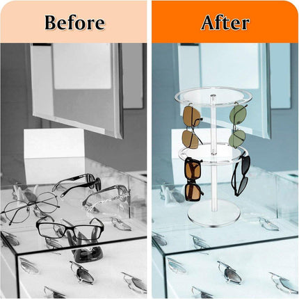 360 Degree Rotating Eyeglasses Display Stand Desktop Holder Organizer Glasses Storage