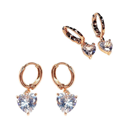 Elegant Crystal Heart Drop Earrings Zircon Rhinestone Wedding Gifts Women - Aimall