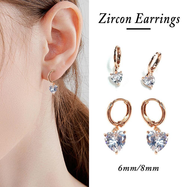Elegant Crystal Heart Drop Earrings Zircon Rhinestone Wedding Gifts Women - Aimall