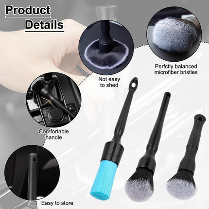 3PCS Car Cleaning Brush Car Detailing Brushes Kit For Dashboard Air Conditioner