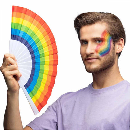 6pcs Rainbow Folding Hand Fans in Six Colors Party Decor Travel Pocket Fans