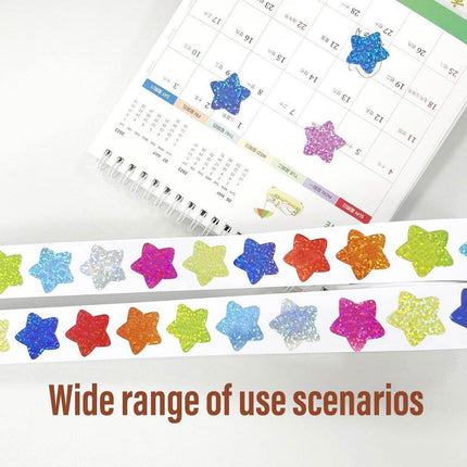 10PCS Self-Adhesive Star Heart Stickers 500/Roll Reward Chart Decoration Labels