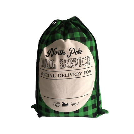 Plaid Christmas Gift Bags Reusable Holiday Apple Pouch Santa Bundle Sacks