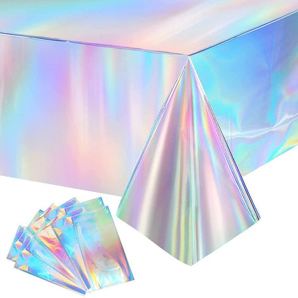 10X Iridescent Laser Tablecloth Shiny Disposable Rectangle Tablecloth Party Decor