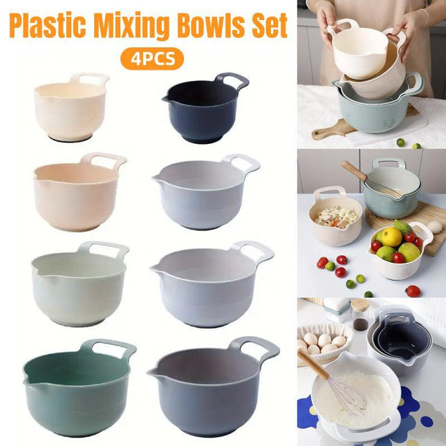 4pcs Salad Bowls with Handles Vegetable and Fruit Snack Serving Plates Durable