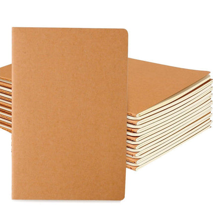 12PCS A5 Kraft Paper Notebooks Blank Grid Lined 72Page School Office Diary Book