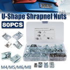 80pcs Stainless Steel M4 M5 M6 M8 Sheet Metal Nut Clips Fastener Assortment