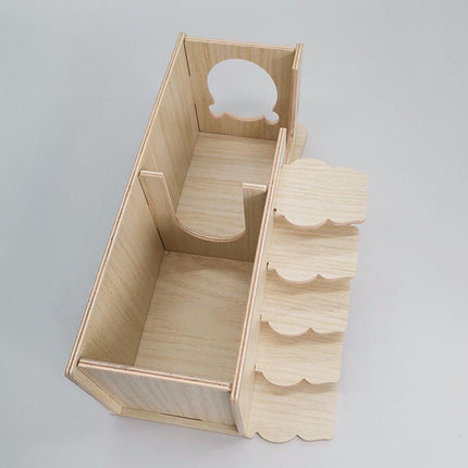 Wooden Multiroom Hamster Maze House Hiding Habitat Playhouse for Small Pets