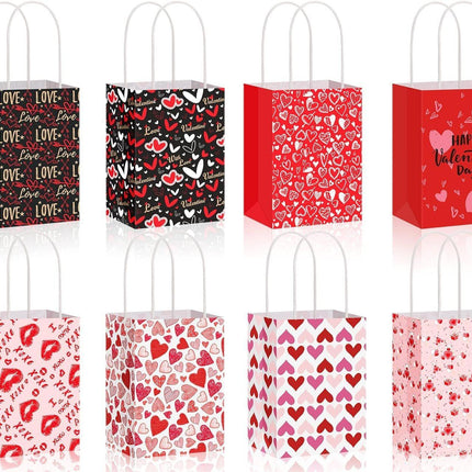 30x Valentines Day Love-Themed Tote Bag Elegant Kraft Paper Handbag Lightweight