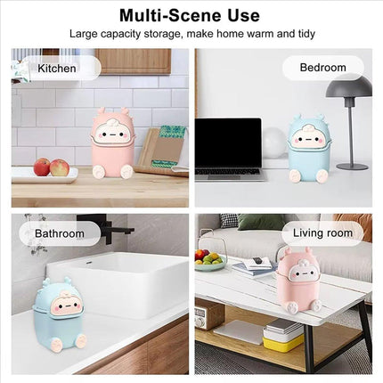 Mini Monster Trash Can Desktop Flip Top Garbage Bin Small Plastic Waste Basket