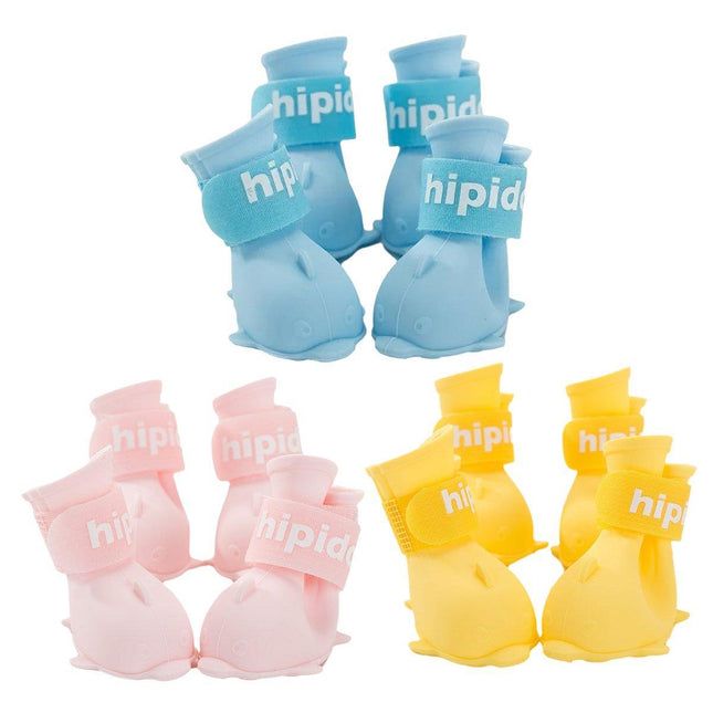 4pcs Cartoon Pet Rain Boots Waterproof Non-Slip Wear-Resistant Shoes for Dogs