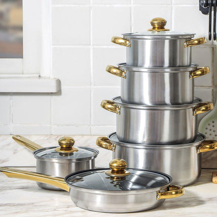 12pcs Stainless Steel Cookware Set Pots and Pans Kitchen Cooking Utensil Set