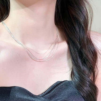 Versatile 5 Layered Chain Necklace Stylish Jewelry Accessory Collarbone Choker - Aimall