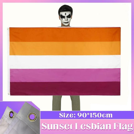 150x90CM Sunset Lesbian Flag LGBT Rainbow Pride Mardi Gras Party Heavy Duty New - Aimall