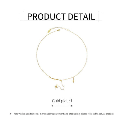 Vintage Star Pendant Octet Clavicle Chain Necklace Elegant Women Accessory