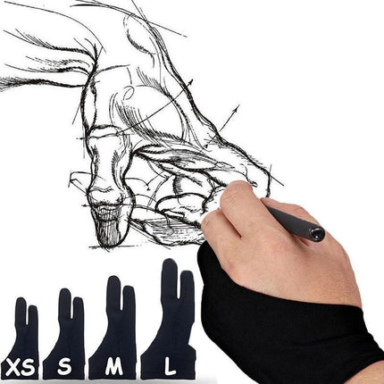 Two Finger Glove Artist Professional Graphic Tablet Sketch Drawing 4 Sizes Palm - Aimall
