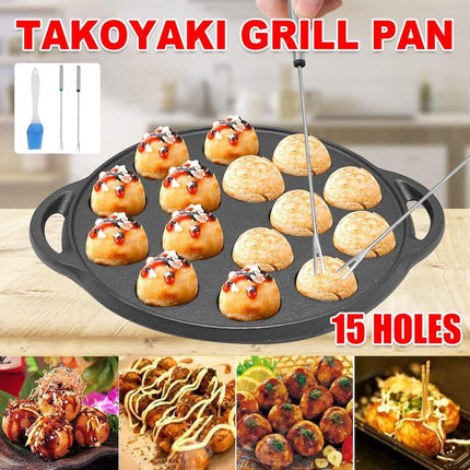 Octopus Croquette Pan 15 Holes Non-Coated Non-Stick Takoyaki Grill Cooking Plate