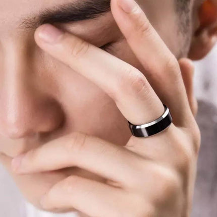 Titanium Stainless Steel 8mm Brushed Finish Wedding Band Comfort Ring Black - Aimall