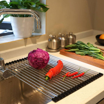 Multifunctional Stainless Steel Draining Rack Folding Sink Organizer for Kitchen