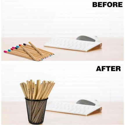 4pcs Round Pen Holder Bucket Desktop Organiser Simple Storage Container Office