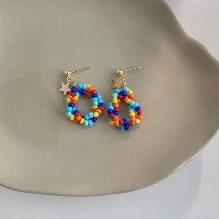 Chinese Style Colourful Beaded Earrings Fashion Accessories for Women Girls