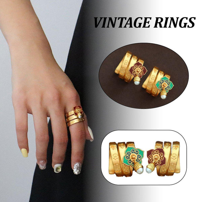 New Chinese Retro Flower Ring Delicate Elegant Design Fashion Jewelry