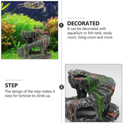 Spiral Turtle Platform Aquarium Ornament Landscape Decoration for Fish Tank