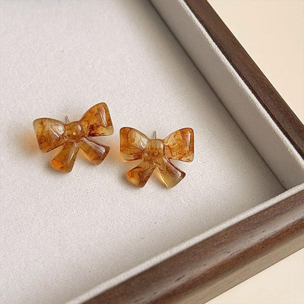 Brown Bow Earrings Artistic Jewelry for Girls Cute Trendy Fashion Accessory