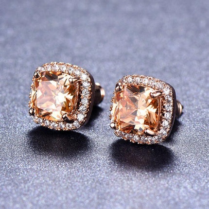 Fashion Earring Buckle Zirconia Stud Earrings Women Elegant Jewelry Accessories